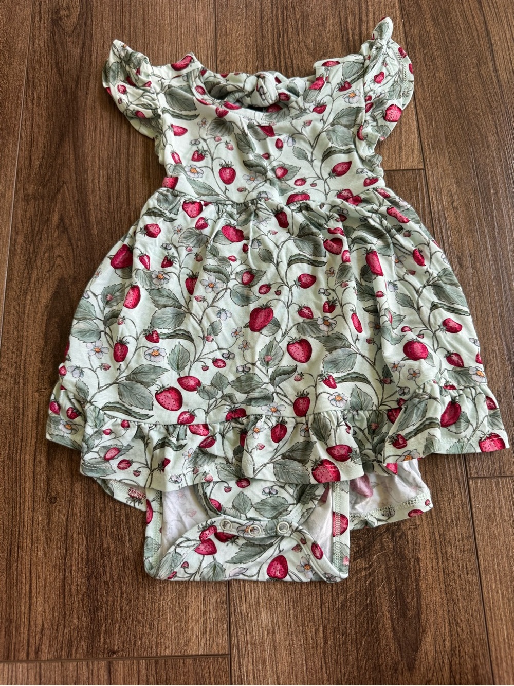 NWT Posh Peanut NEVE TIE BACK RUFFLED BODYSUIT DRESS - 18-24 MONTHS